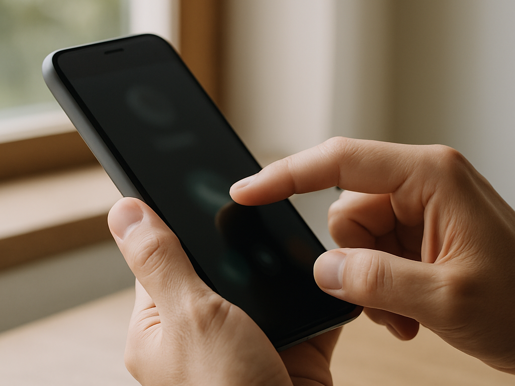 木の机でスマホと旧型携帯を見比べる手、通信の世代差を示す構図